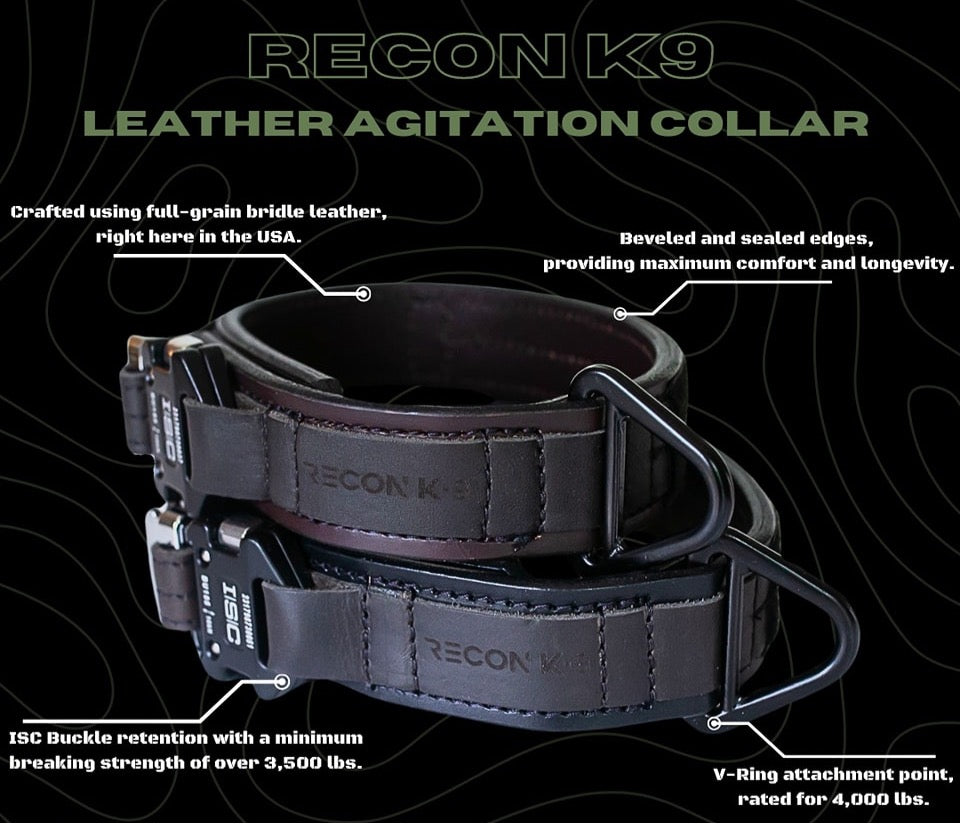 Leather collar with super strong ISC buckle - Leather Agitation Collar